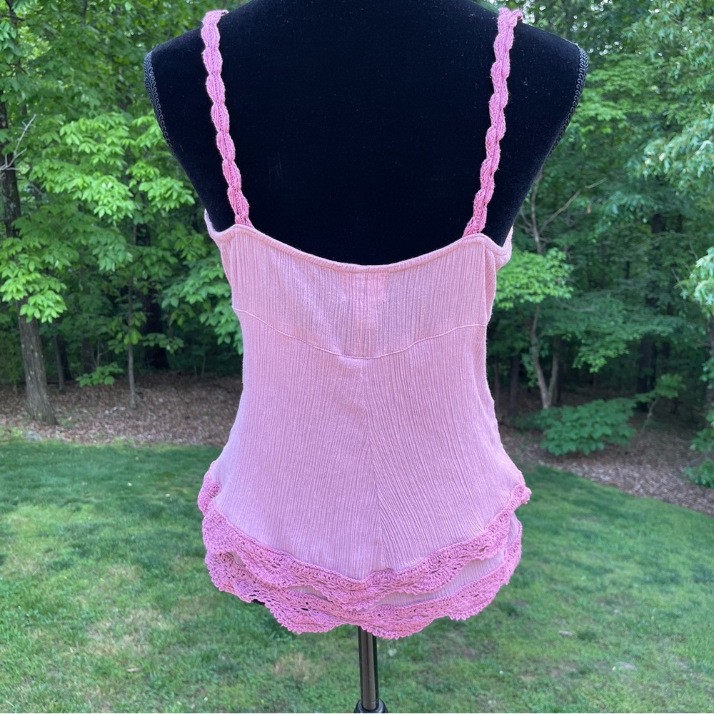 Tracy Porter Tank Top Boho Mauve/Pink Crochet Babydoll Women’s Size 6-8 EUC - Picture 2 of 15